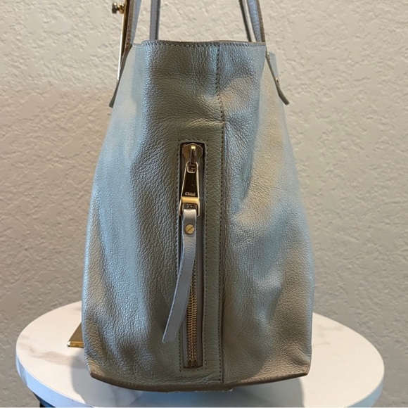 Chloe Light Gray Leather Tote - Picture 7 of 14